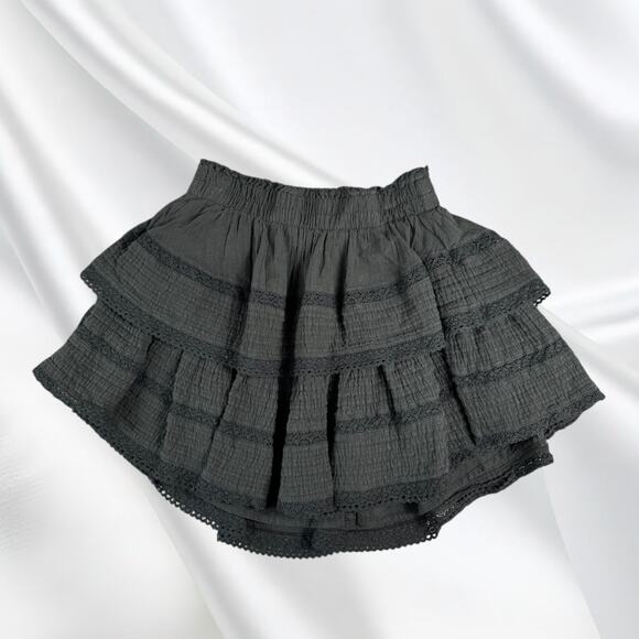 Aerie Rock N Ruffle Mini Skirt Black - Picture 2 of 3